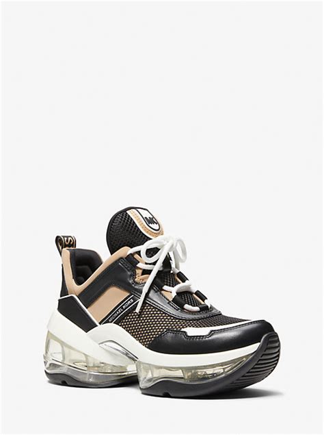 michael michael kors olympia extreme leather and scuba trainer|Michael Kors Olympia Sport Extreme Crystal Rhinestone Lace up .